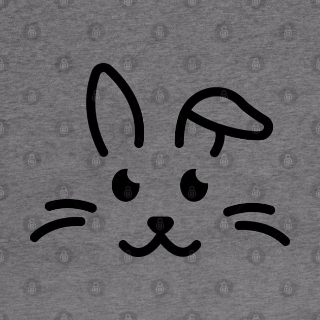 Eep! - Cute Bunny Face Line Art - Black by DaTacoX